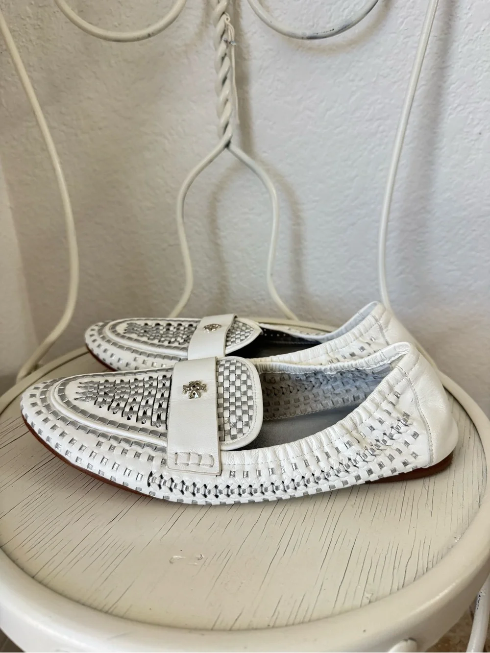 Tory Burch Woven Ballet Metallic Loafers Size 9.5